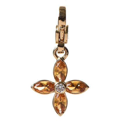 Louis Vuitton 18K Gold Citrine Diamond Fleur Monogram Pendant Charm 1 of 3