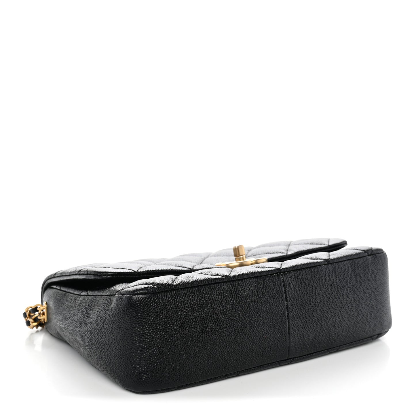 Shiny Caviar Quilted Large Chain Melody Flap Black
