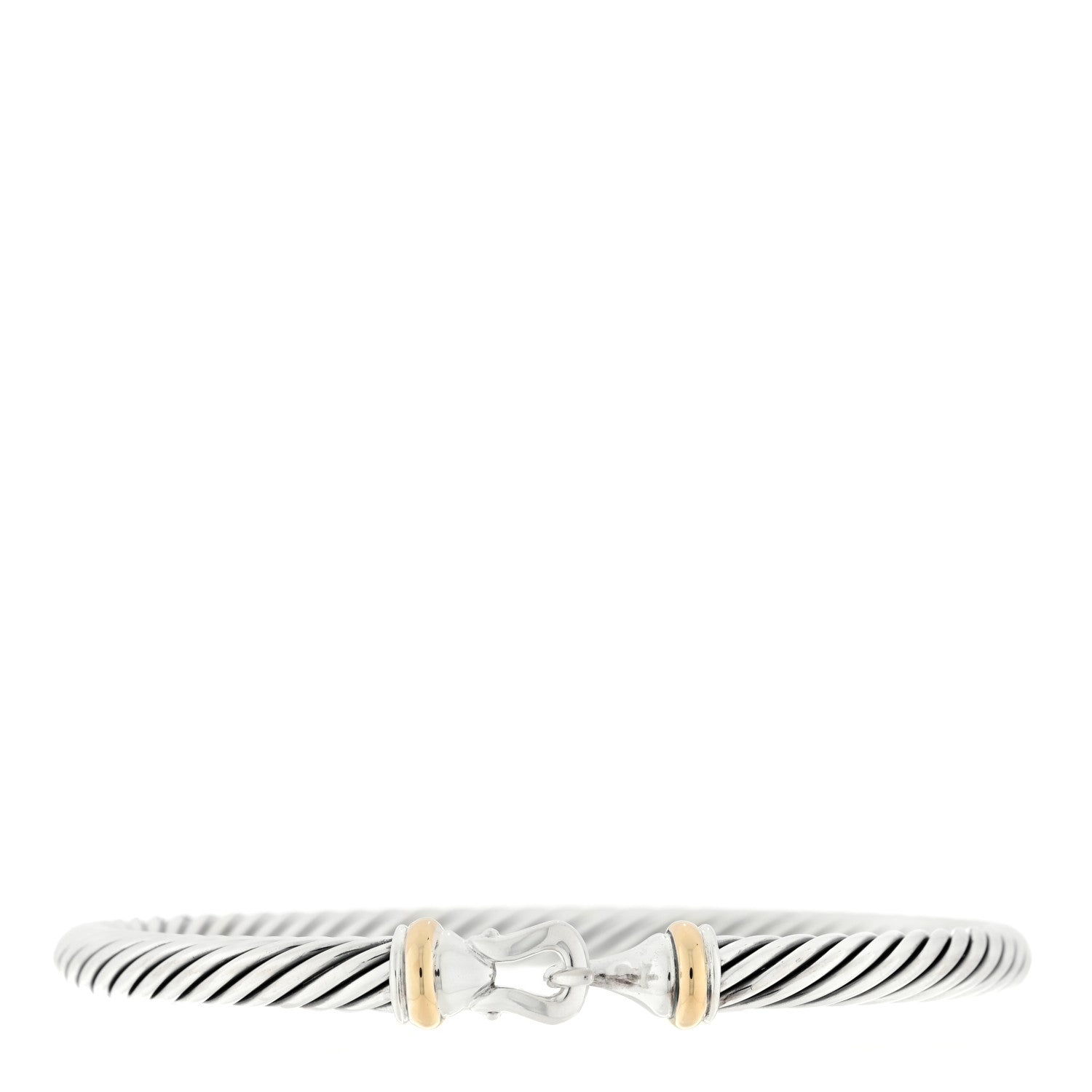 David Yurman Sterling Silver 18K Yellow Gold 5mm Cable Classic Buckle Bracelet 1 of 3