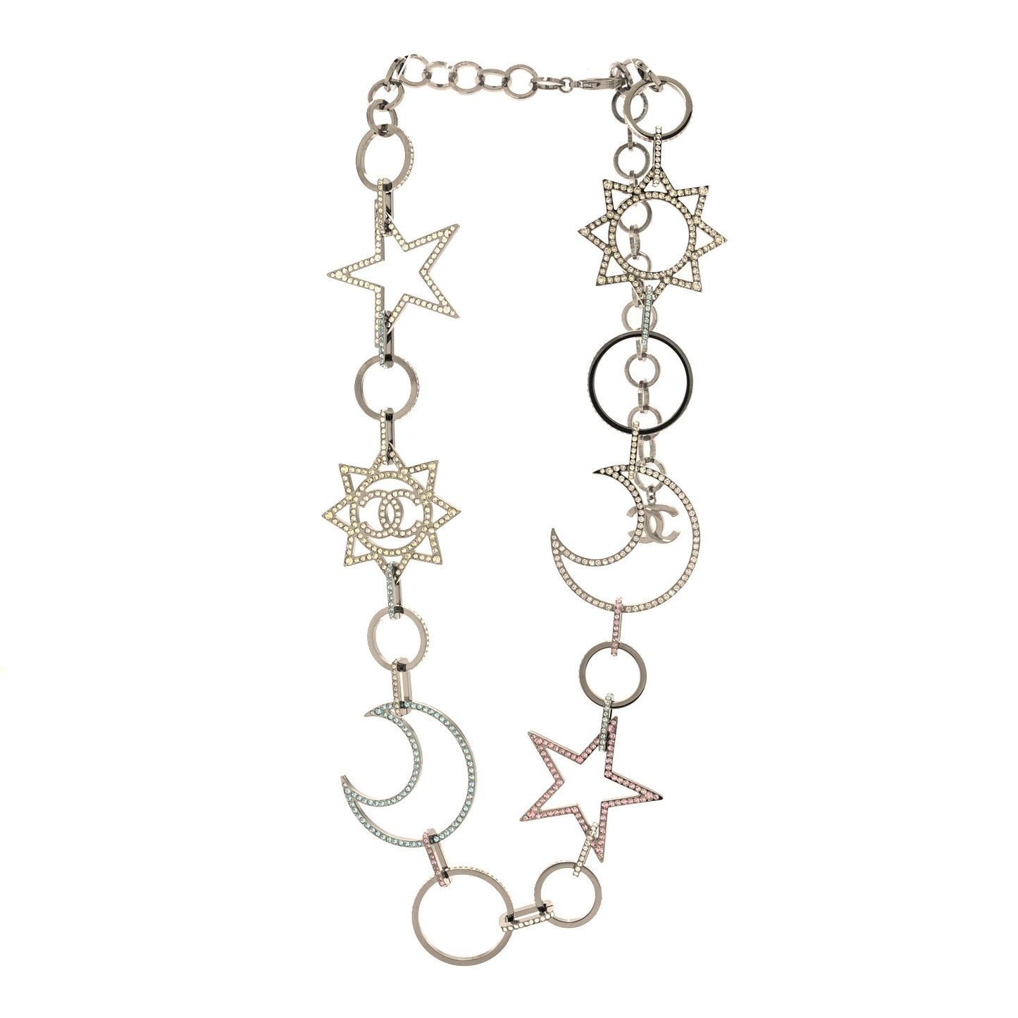 Ruthenium Crystal CC Star Moon Star Necklace