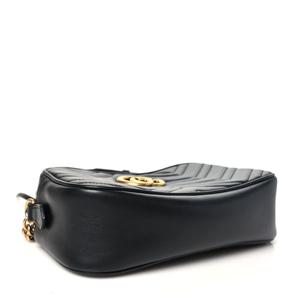 Gucci Calfskin Matelasse Small GG Marmont Chain Shoulder Bag Black 4 of 11