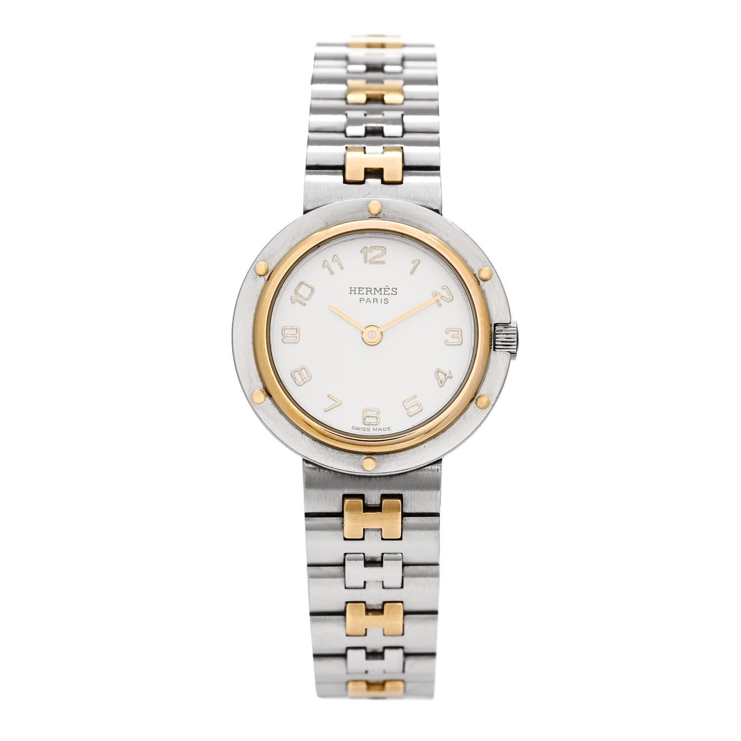 Hermes Stainless Steel 24mm Clipper Quartz Watch Gold 1 of 4