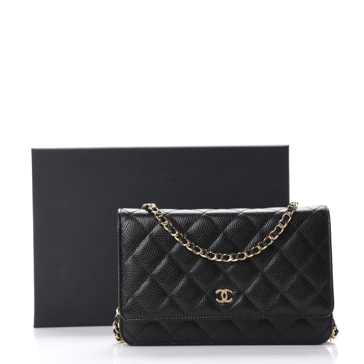 Caviar Quilted Wallet On Chain WOC Black