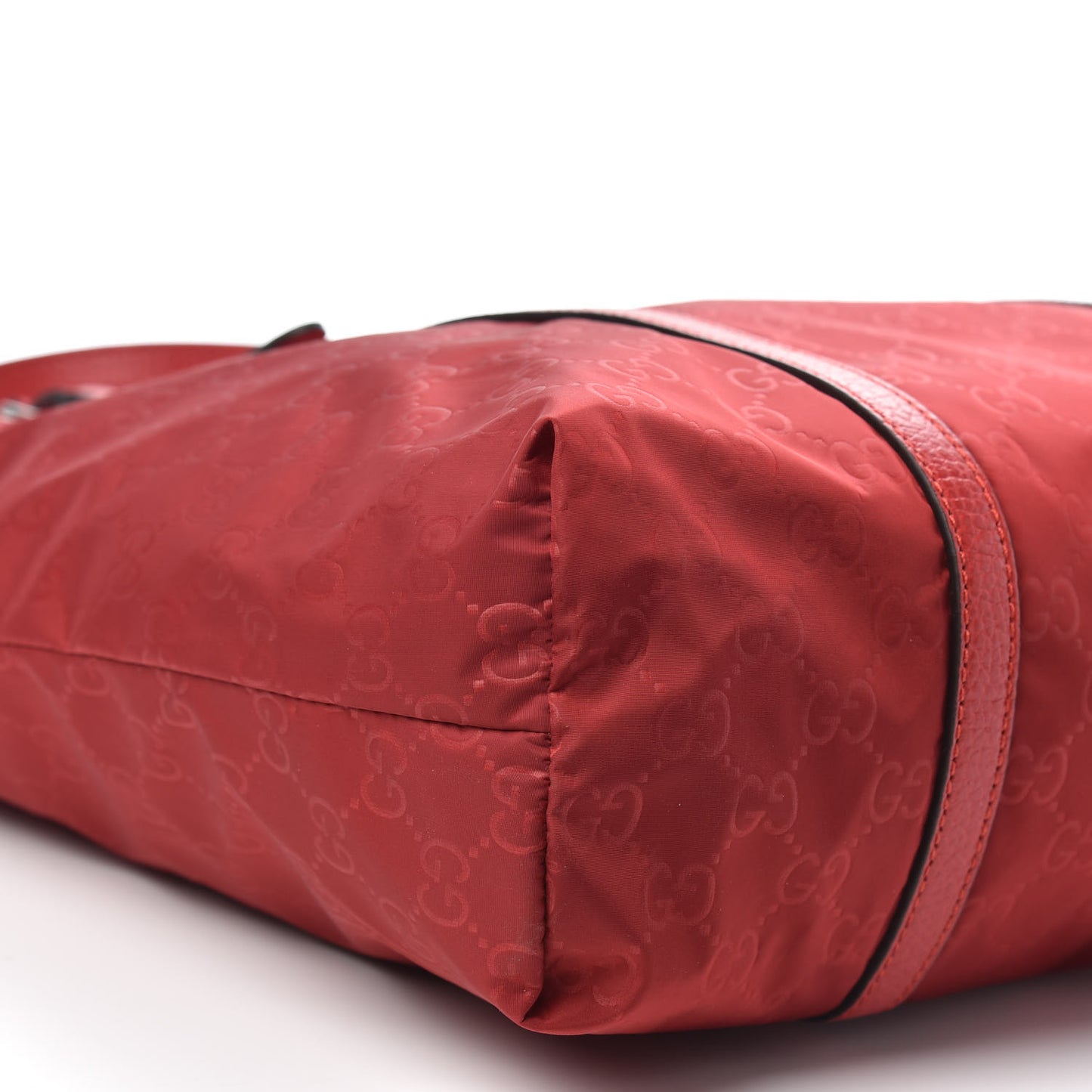 Nylon Monogram Dollar Calfskin Medium Vertical Tote Vibrant Red