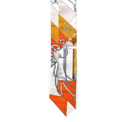 Hermes Silk Cliquetis Twilly Orange White Gold 2 of 6