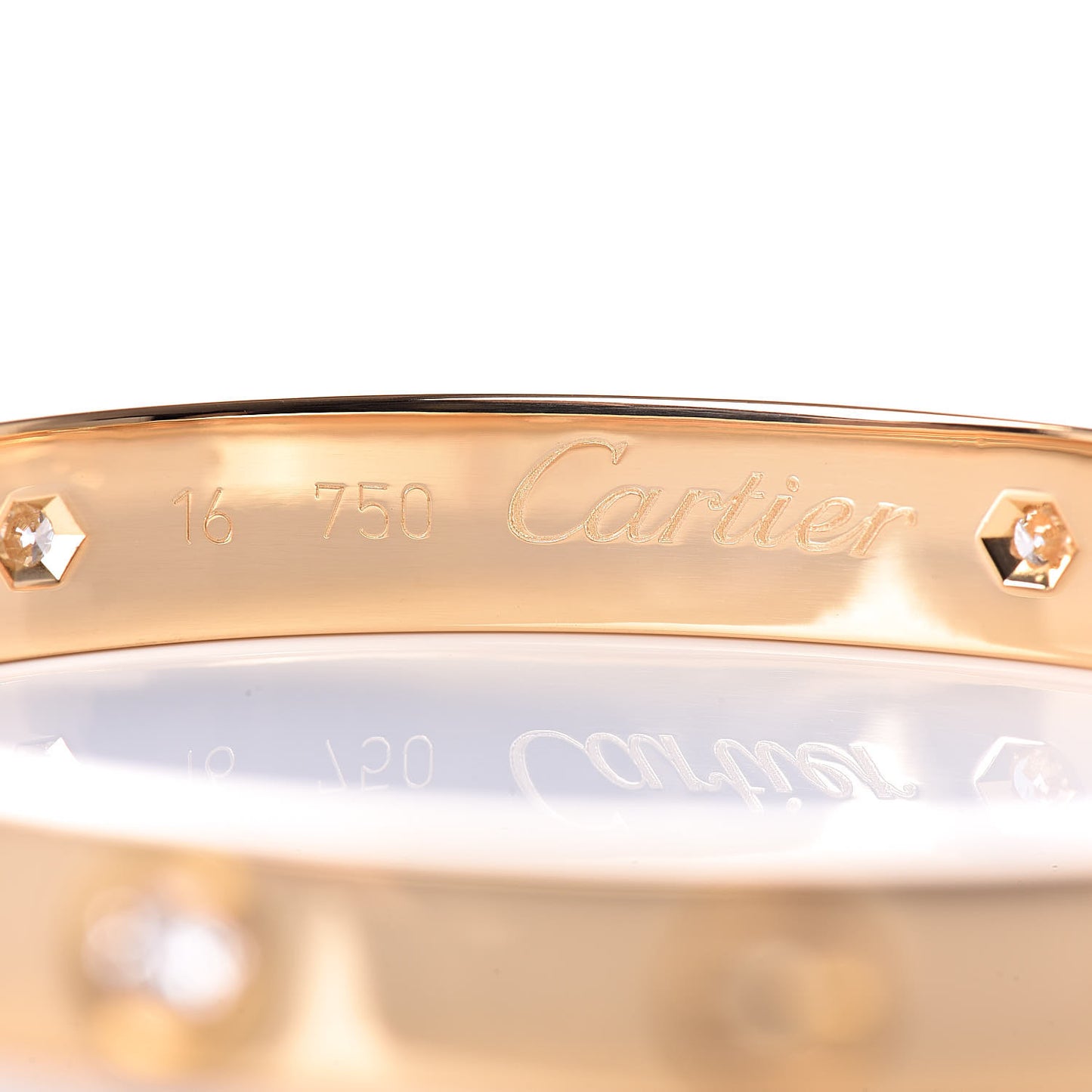 18K Yellow Gold 6 Diamond LOVE Bracelet 16