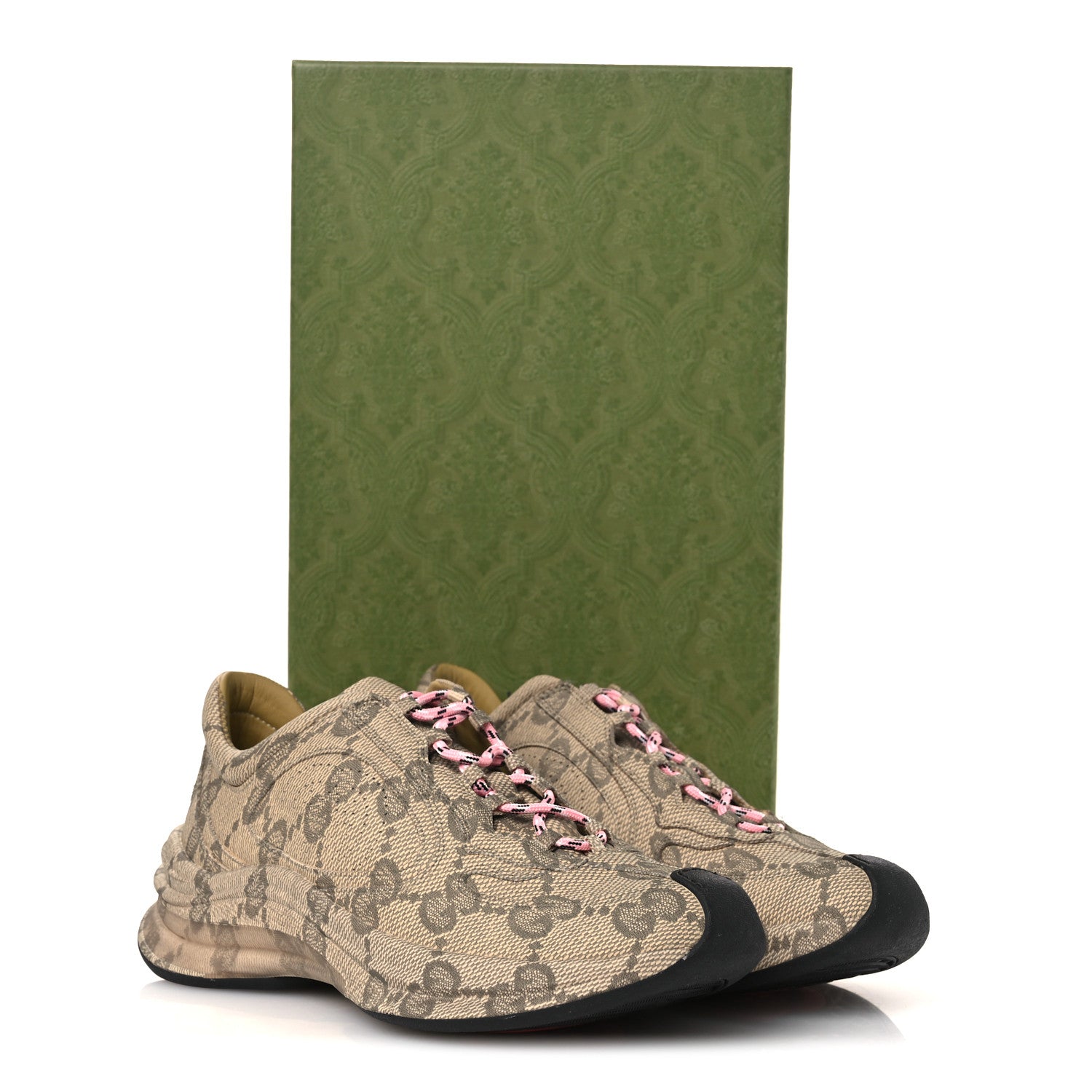 Gucci Ultralight Plume Calfskin Monogram Printed Womens Gucci Run Sneakers 37.5 Beige Ebony 13 of 13