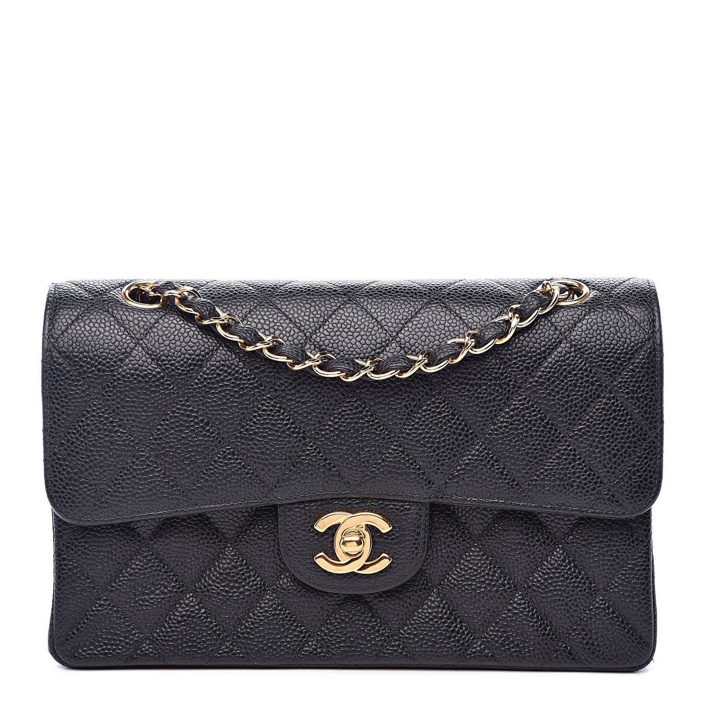 Caviar Quilted Small Double Flap Black