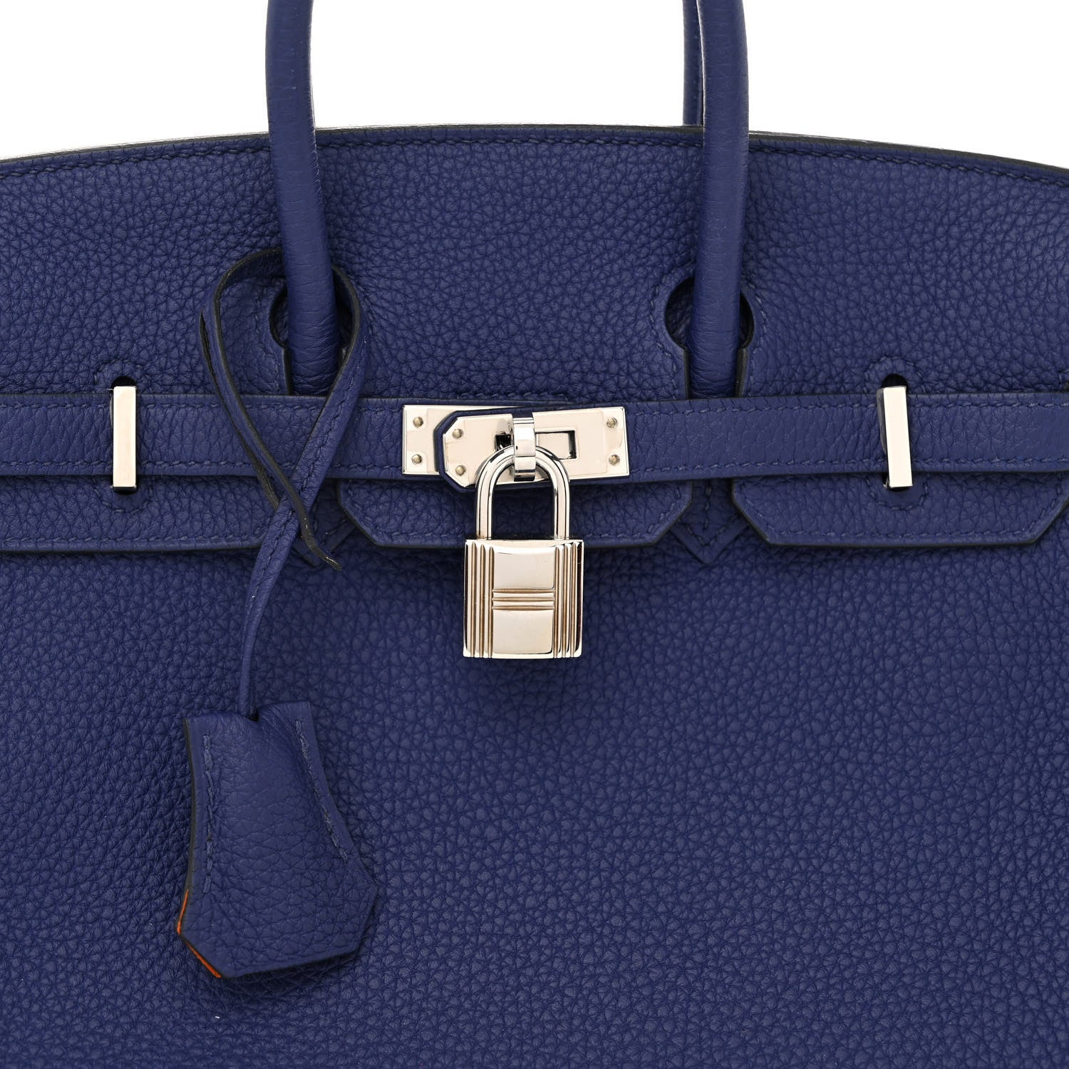 Hermes Togo Verso Birkin 25 Bleu Encre Orange 8 of 12