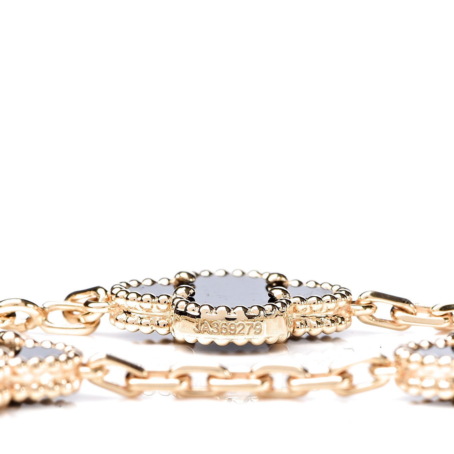 18K Yellow Gold Black Onyx 5 Motifs Vintage Alhambra Bracelet