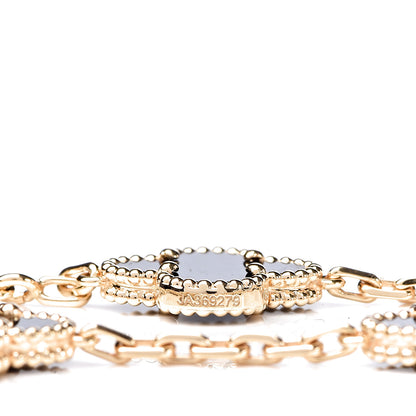 Van Cleef & Arpels 18K Yellow Gold Black Onyx 5 Motifs Vintage Alhambra Bracelet 4 of 6