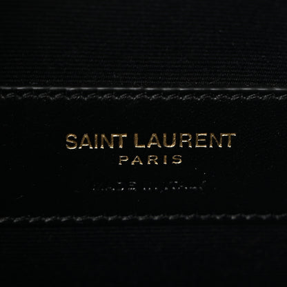Saint Laurent Grain De Poudre Chevron Monogram Large Bill Pouch Dark Beige 7 of 9
