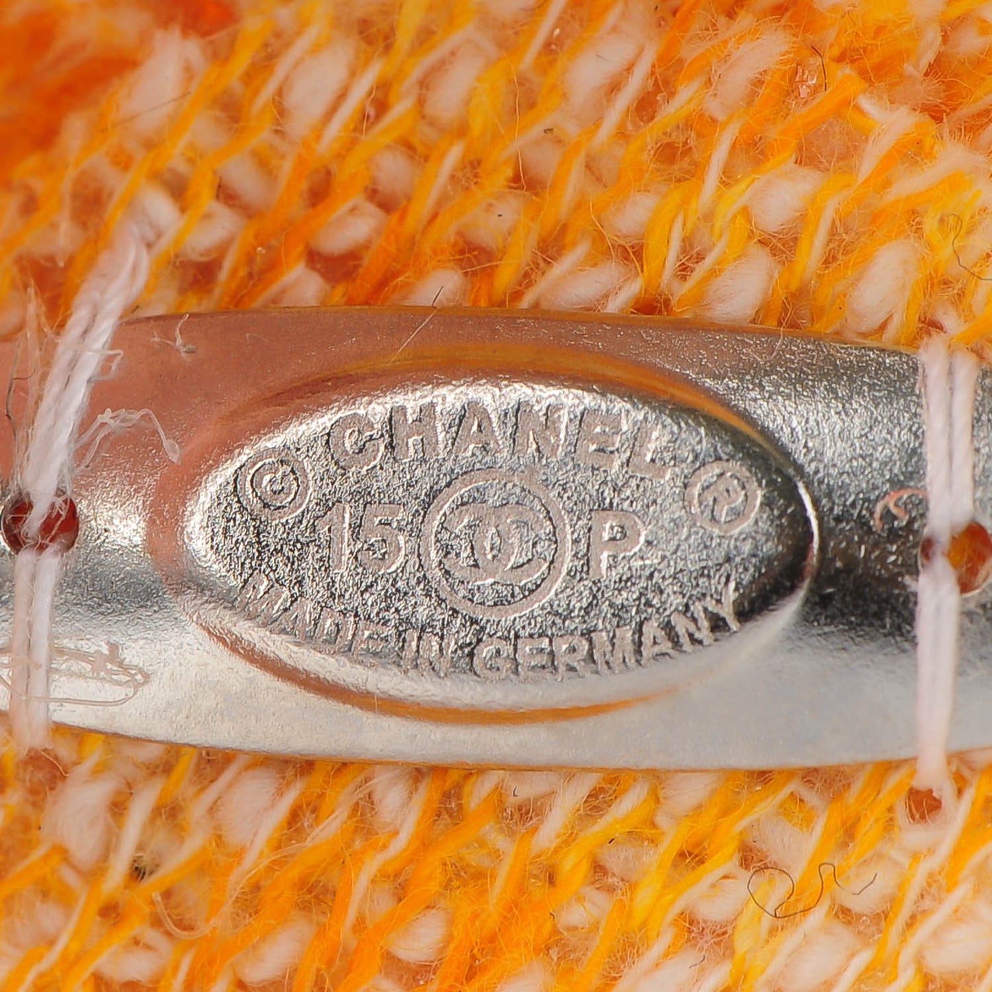 Tweed Camellia CC Brooch Lapel Pin Yellow