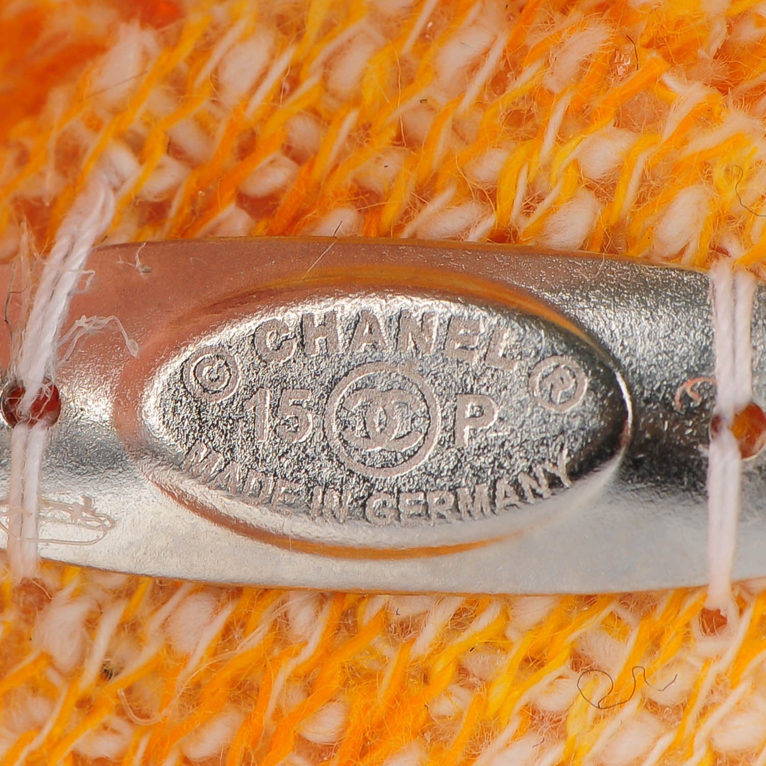 Chanel Tweed Camellia CC Brooch Lapel Pin Yellow 4 of 5