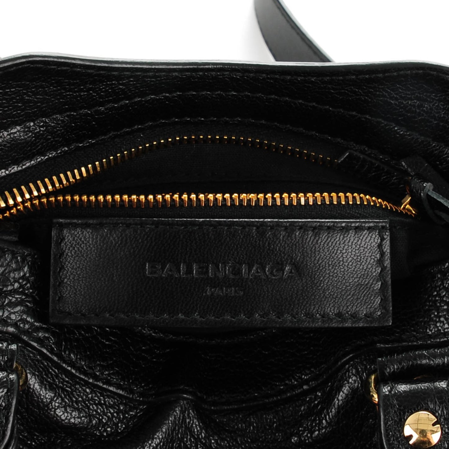 Chevre Gold Metallic Edge Hardware Mini City Black