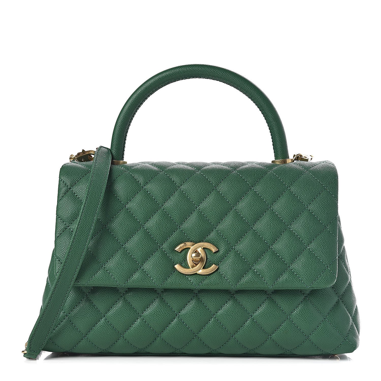 Chanel Caviar Quilted Small Coco Handle Flap Green 1 of 10