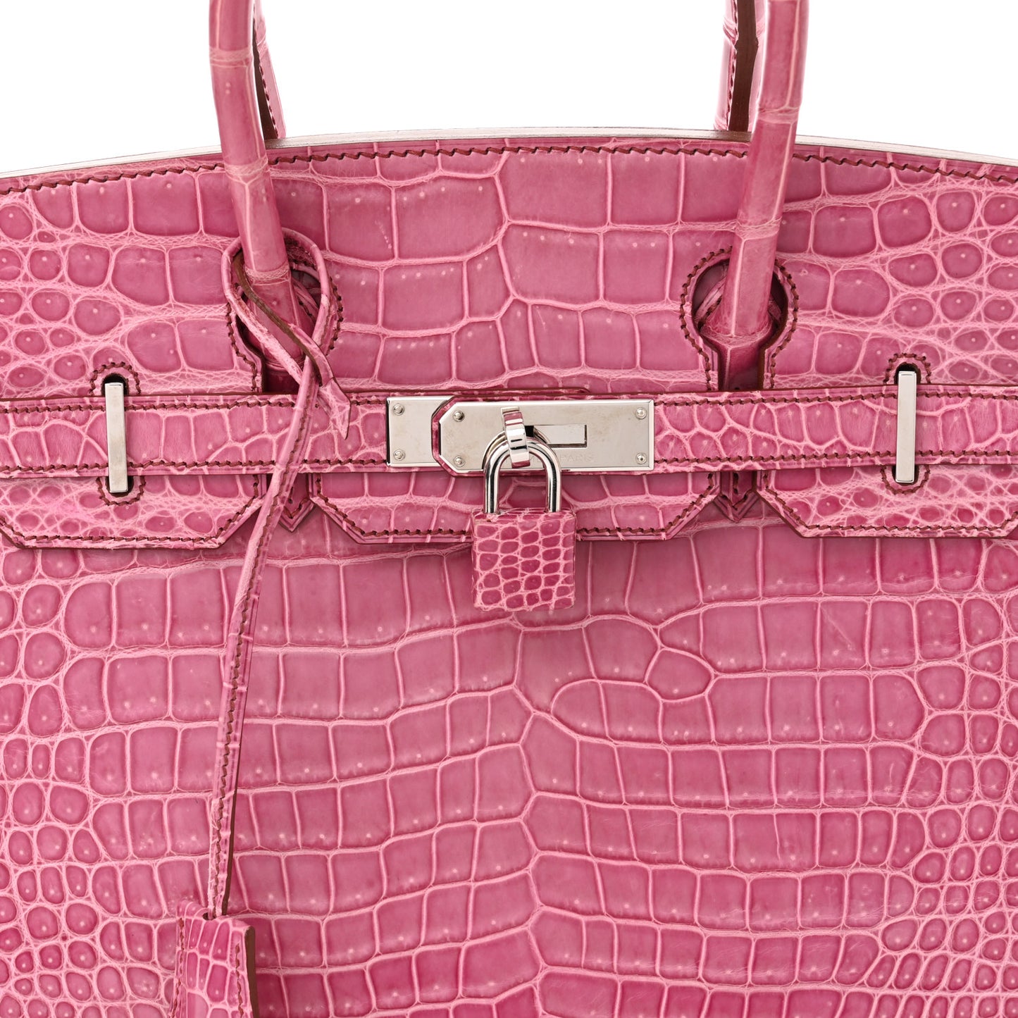 Shiny Porosus Crocodile Birkin 30 Fuchsia