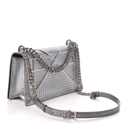 Christian Dior Metallic Patent Micro-Cannage Medium Diorama Flap Bag Silver 3 of 9