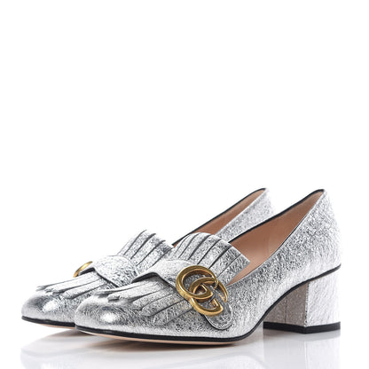 Gucci Galassia GG Marmont Fringe 50mm Loafer Pumps 36 Argento 3 of 7