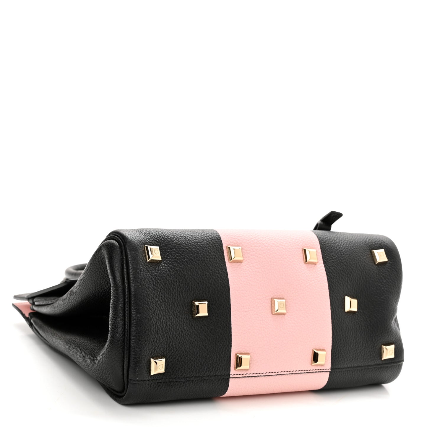 Calfskin Studio Top Handle Bag Black Pink