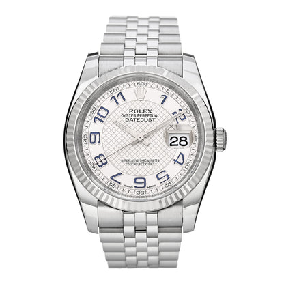 Rolex Stainless Steel 18K White Gold 36mm Oyster Perpetual Datejust Watch Roulette Silver Motif 116234 1 of 5