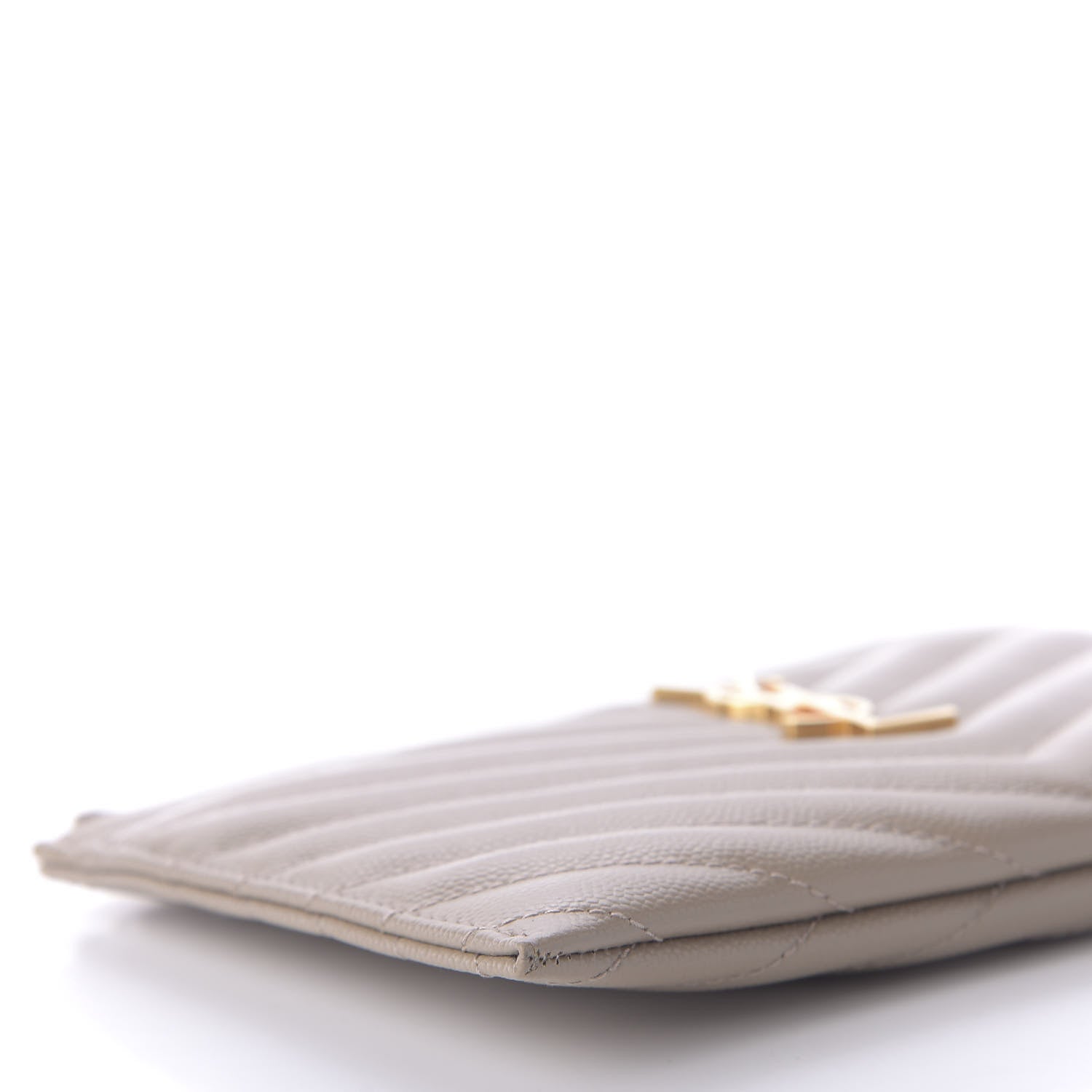 Saint Laurent Grain De Poudre Chevron Monogram Bill Pouch Dusty Grey 6 of 11