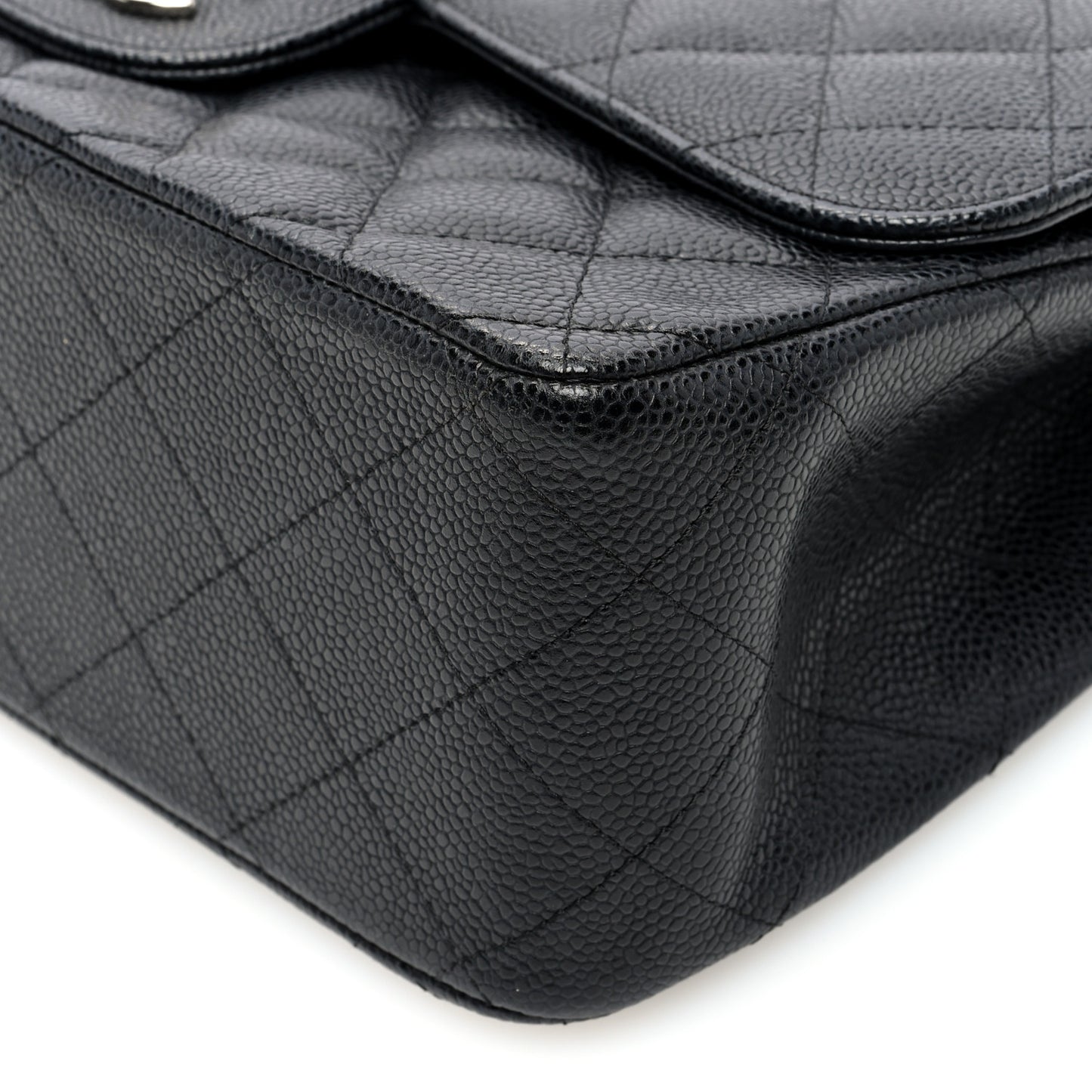 Caviar Quilted Jumbo Double Flap Black