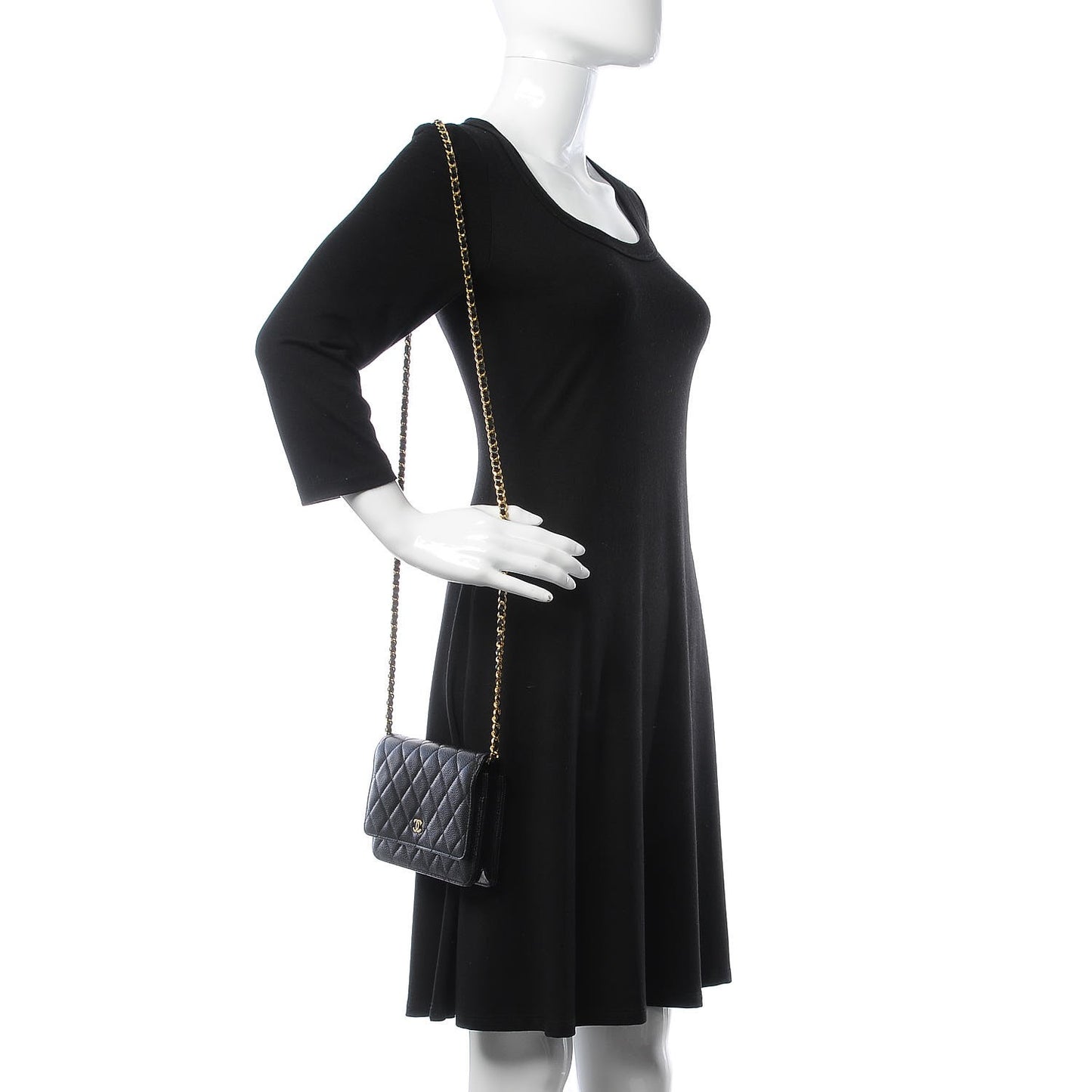 Caviar Quilted Wallet On Chain WOC Black