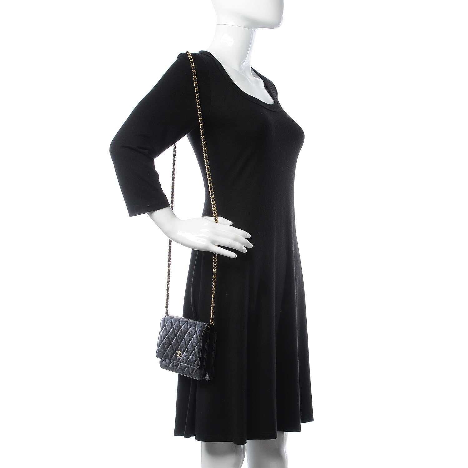 Chanel Caviar Quilted Wallet On Chain WOC Black 2 of 8