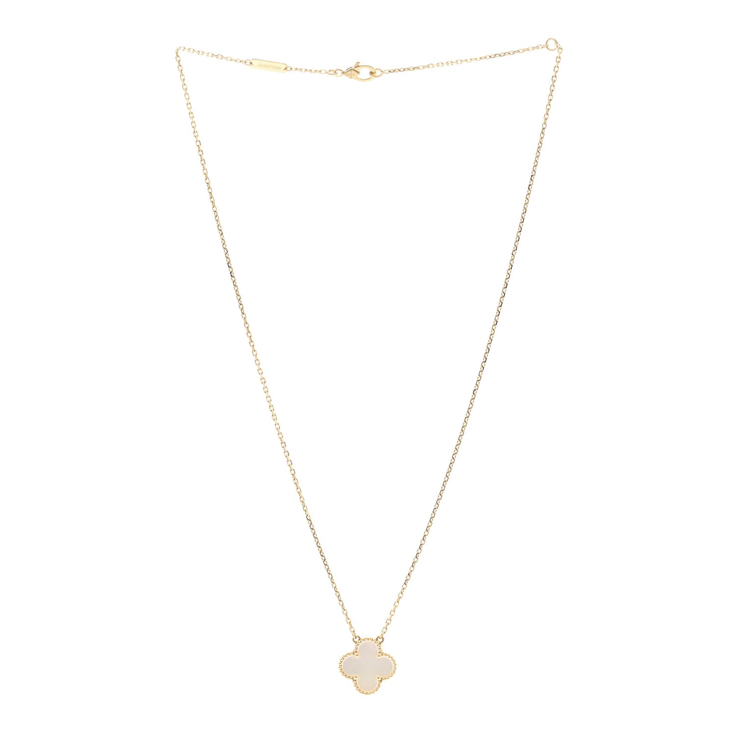 18K Yellow Gold Mother of Pearl Vintage Alhambra Pendant Necklace