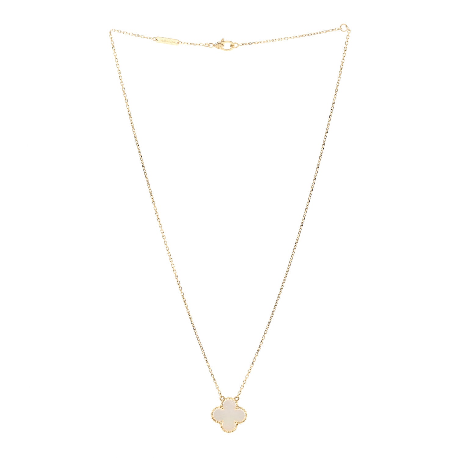 Van Cleef & Arpels 18K Yellow Gold Mother of Pearl Vintage Alhambra Pendant Necklace 3 of 5