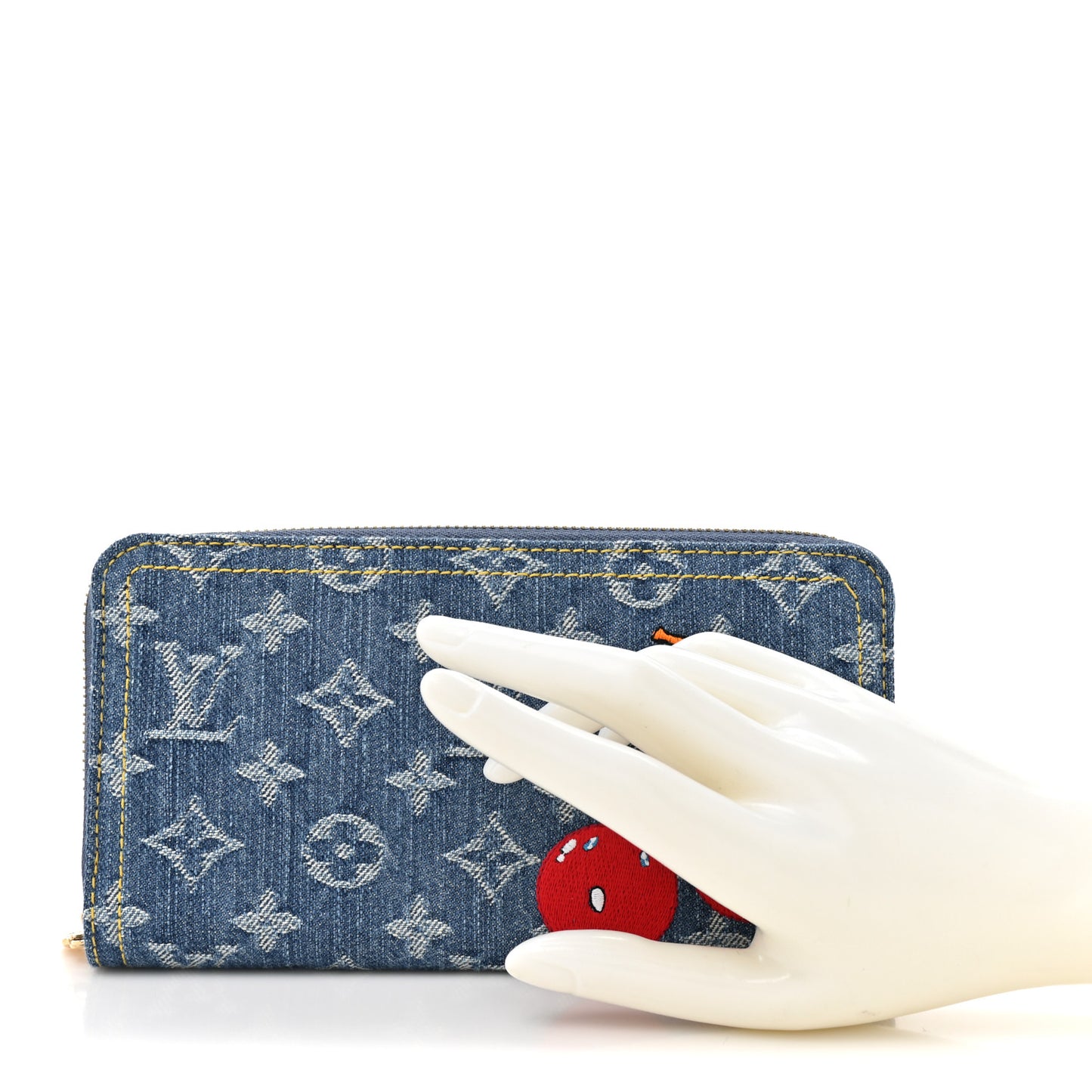 LV X TM Monogram Denim Cerises Zippy Wallet Blue