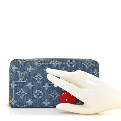 Louis Vuitton LV X TM Monogram Denim Cerises Zippy Wallet Blue 2 of 9