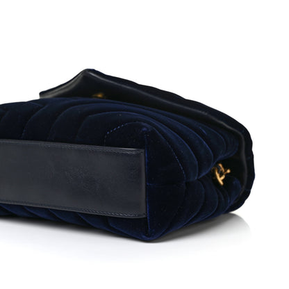 Saint Laurent Velvet Y Quilted Monogram Toy Loulou Crossbody Bag Navy 8 of 8