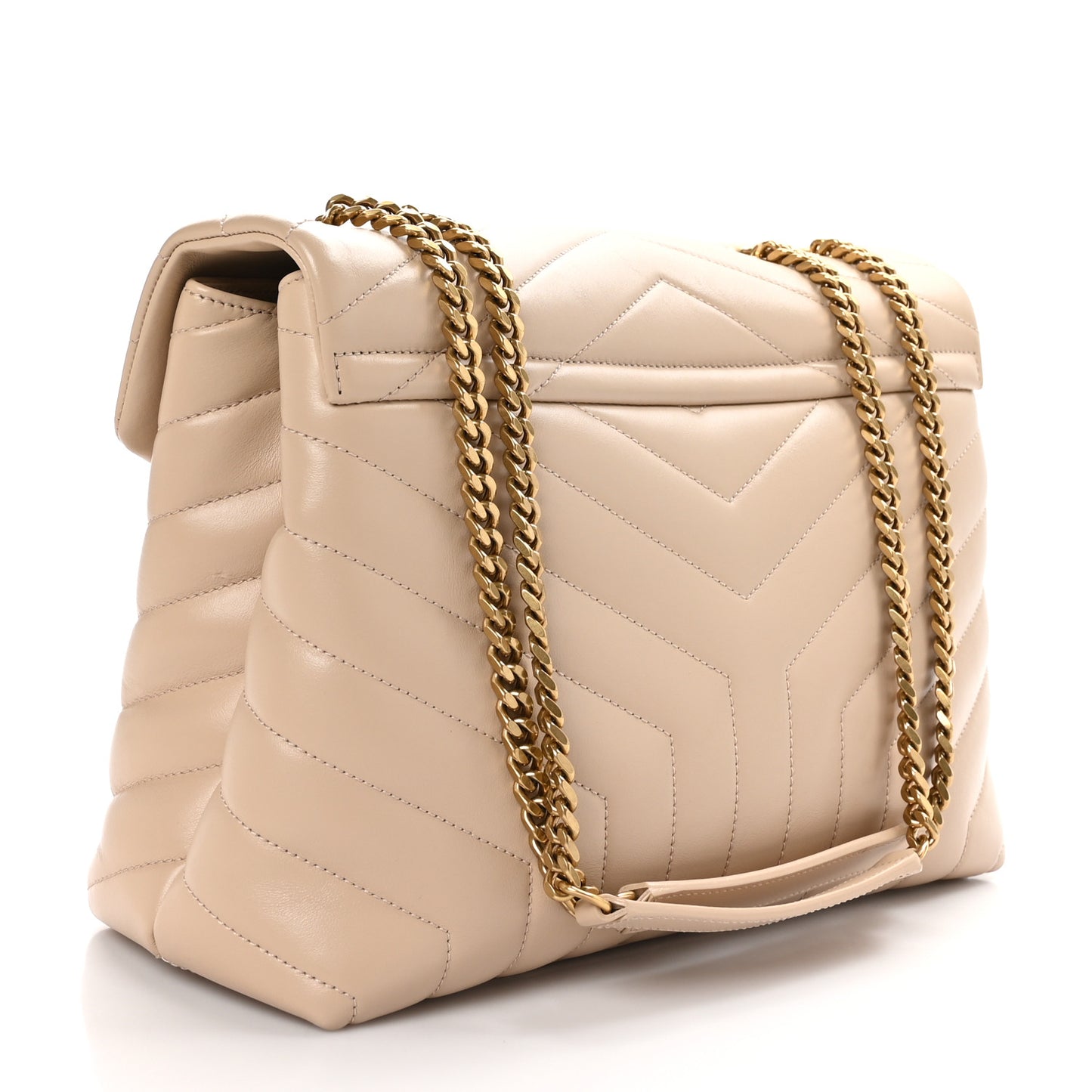Calfskin Y Quilted Monogram Medium Loulou Chain Satchel Nude Powder