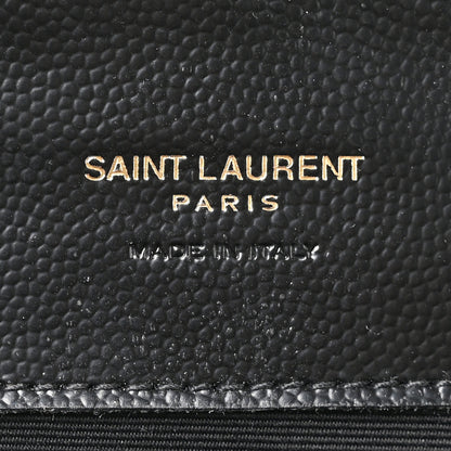 Saint Laurent Grain De Poudre Matelasse Chevron Monogram Envelope Clutch Black 6 of 7
