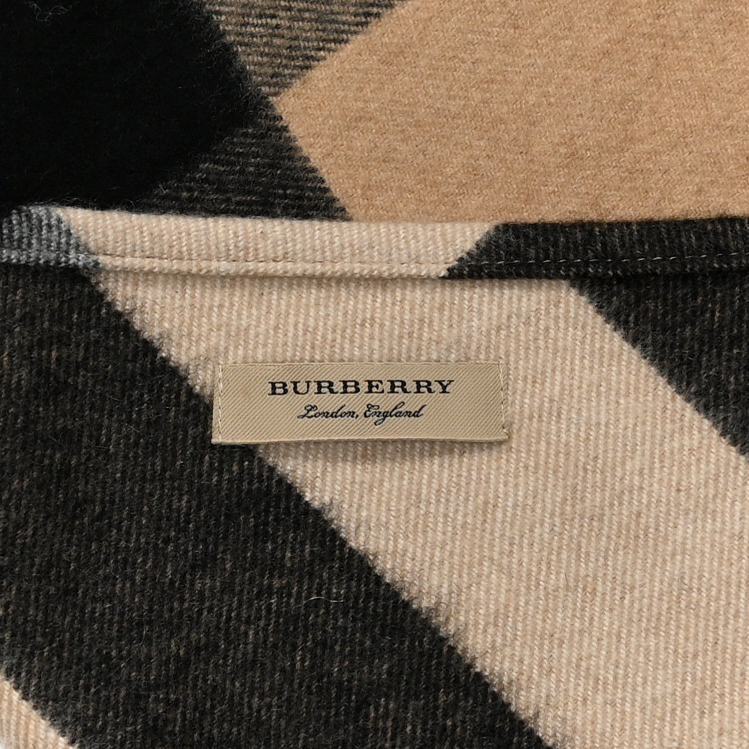 Burberry Cashmere Giant Check Triangle Fringe Scarf Beige 3 of 3