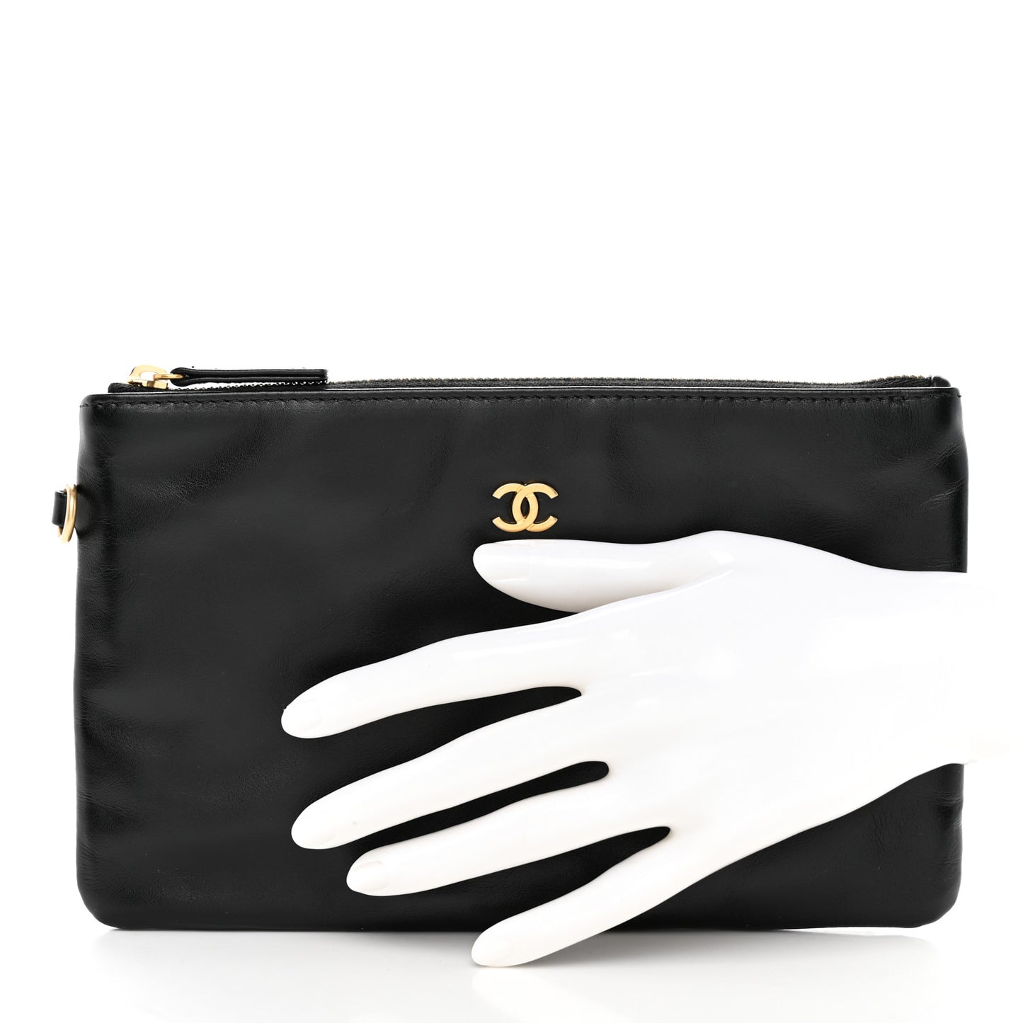 Shiny Calfskin Chanel 22 Removable Pouch Black