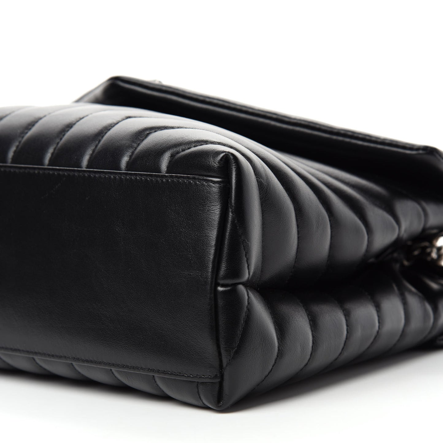 Calfskin Y Quilted Monogram Medium Loulou Chain Satchel Black