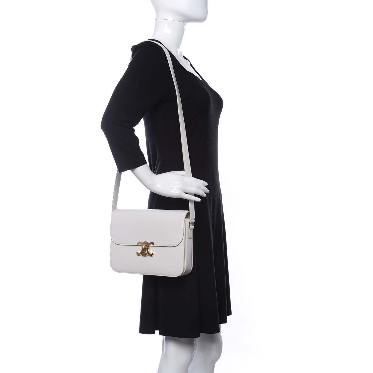 Celine Shiny Calfskin Large Triomphe White 2 of 10