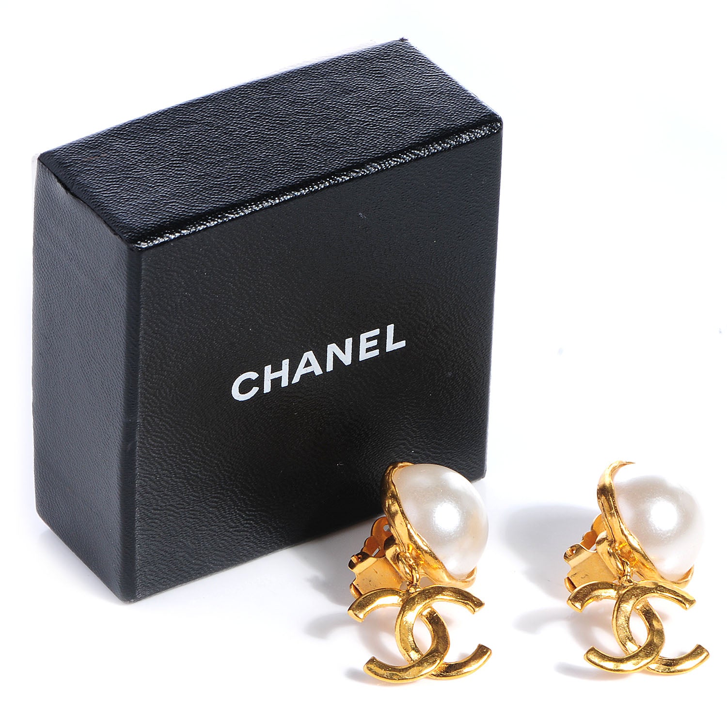 Chanel Pearl CC Dangle Clip On Earrings 5 of 5
