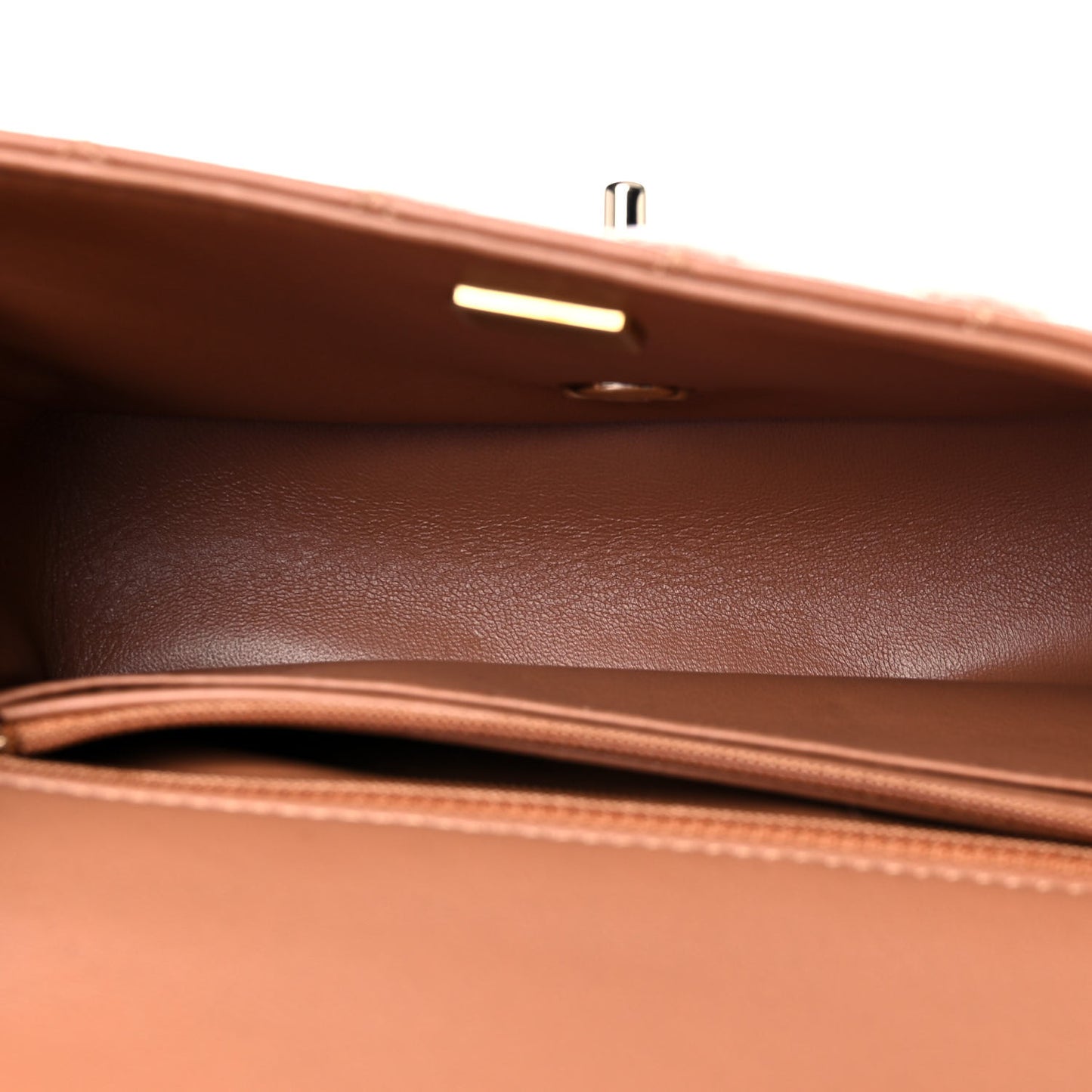Lambskin Quilted Mini Rectangular Flap Brown