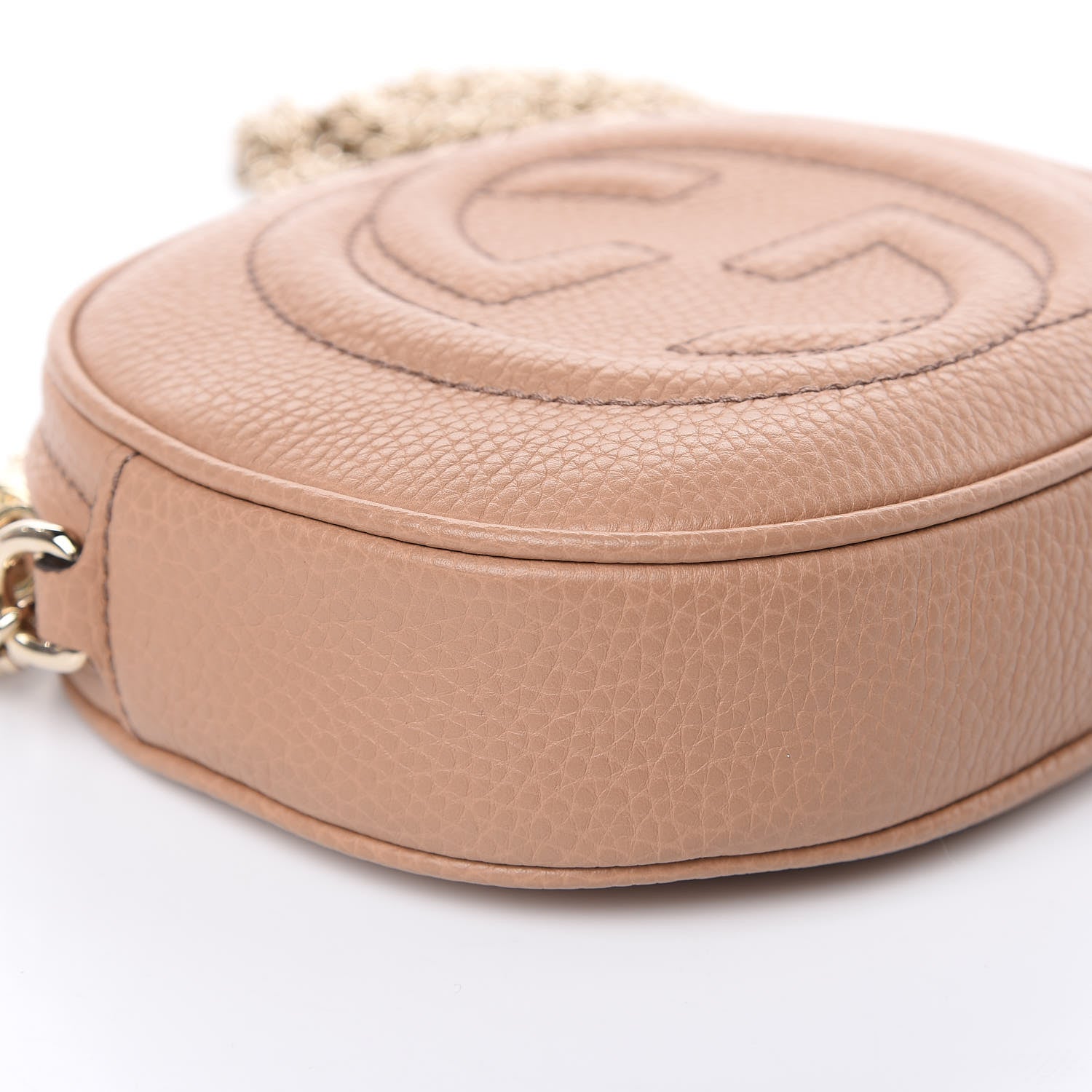 Gucci Pebbled Calfskin Mini Soho Chain Bag Camelia 8 of 9
