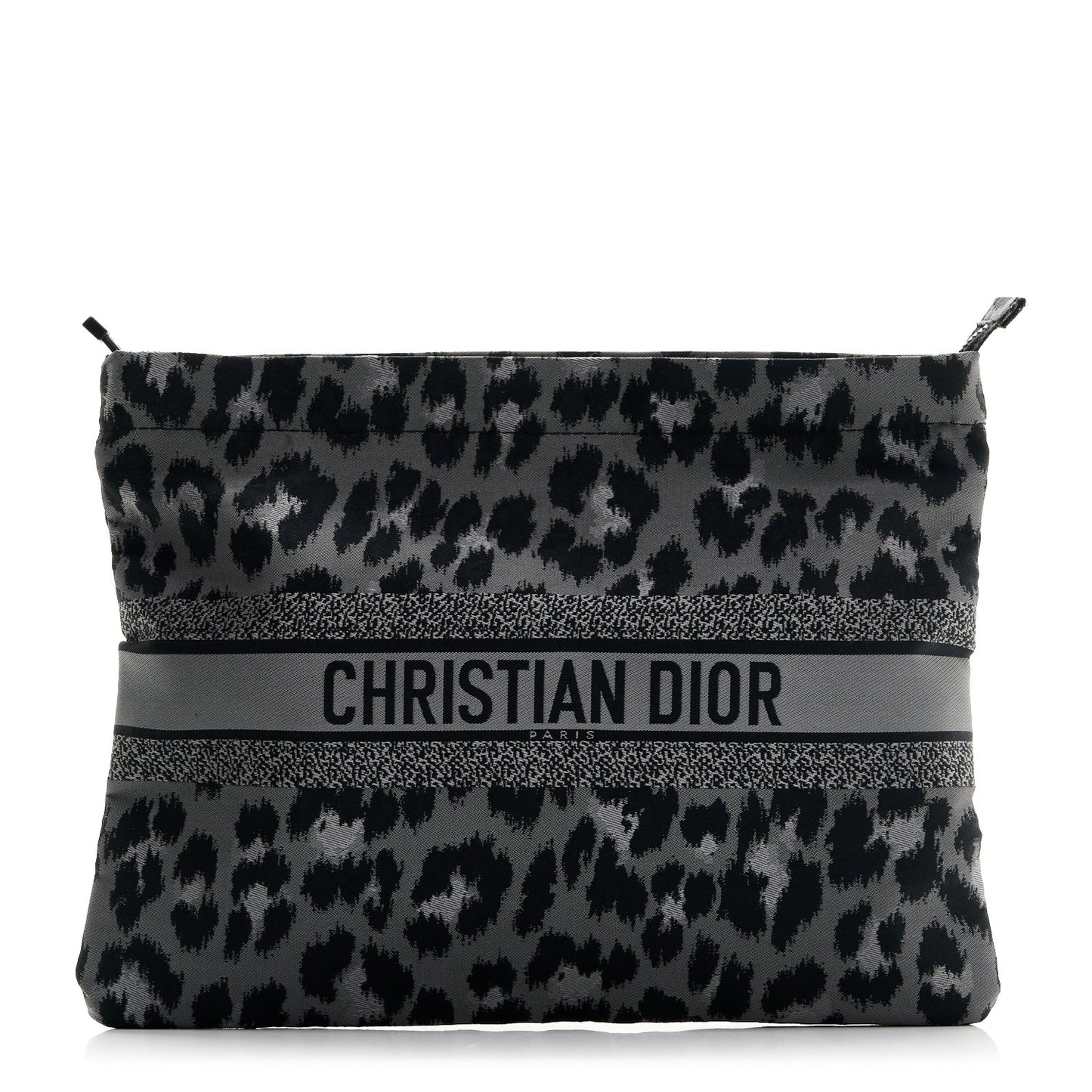 Canvas Embroidered Mizza Diortravel Zipped Pouch Black Grey