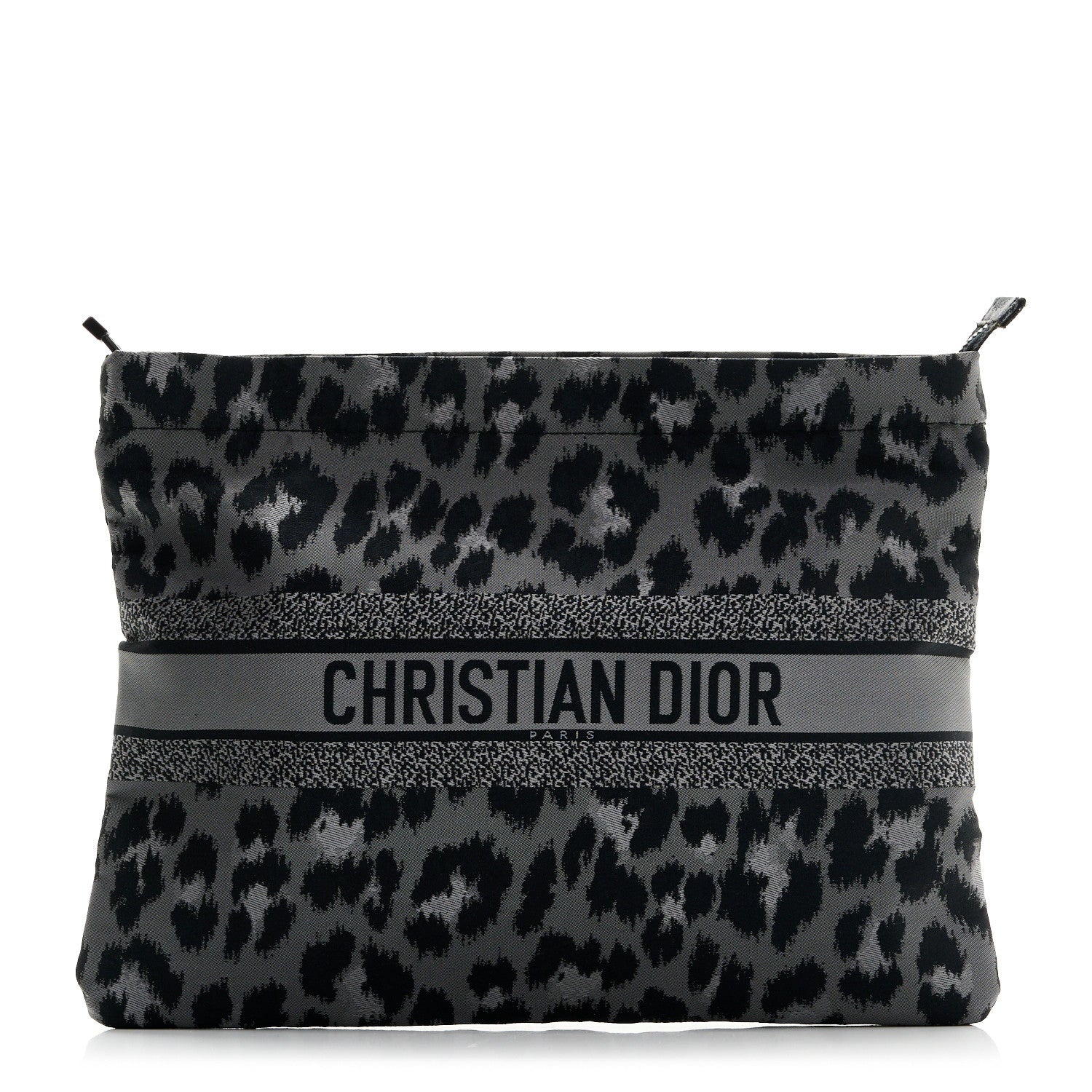 Christian Dior Canvas Embroidered Mizza Diortravel Zipped Pouch Black Grey 1 of 7