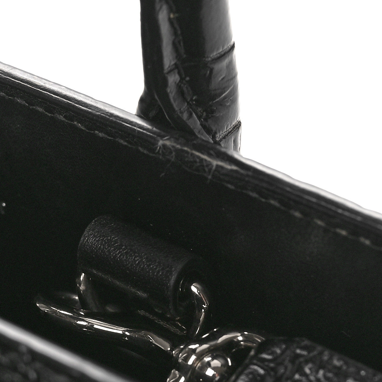 Calfskin Crocodile Embossed Nano Sac De Jour Black