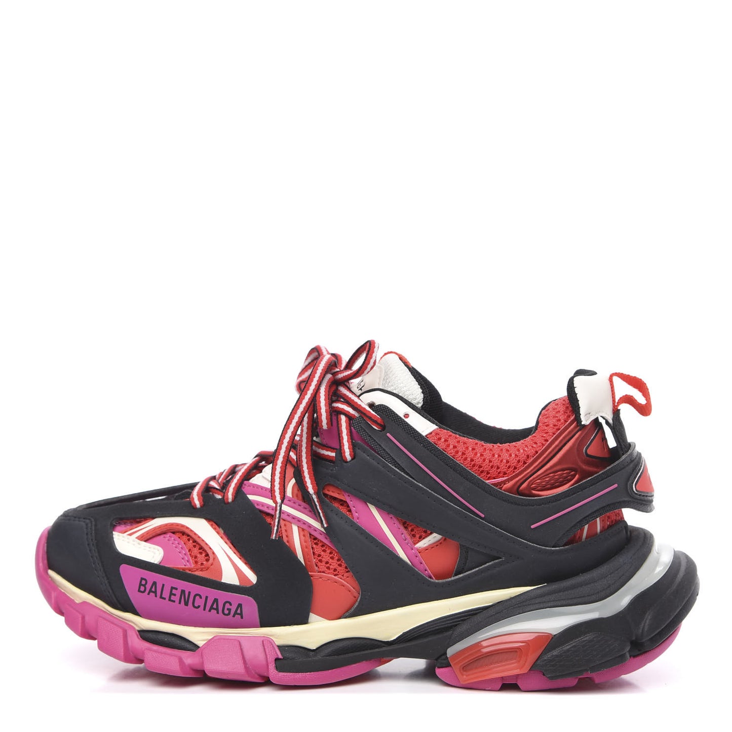 Mesh Fabric Womens Track Sneakers 38 Black Pink Red
