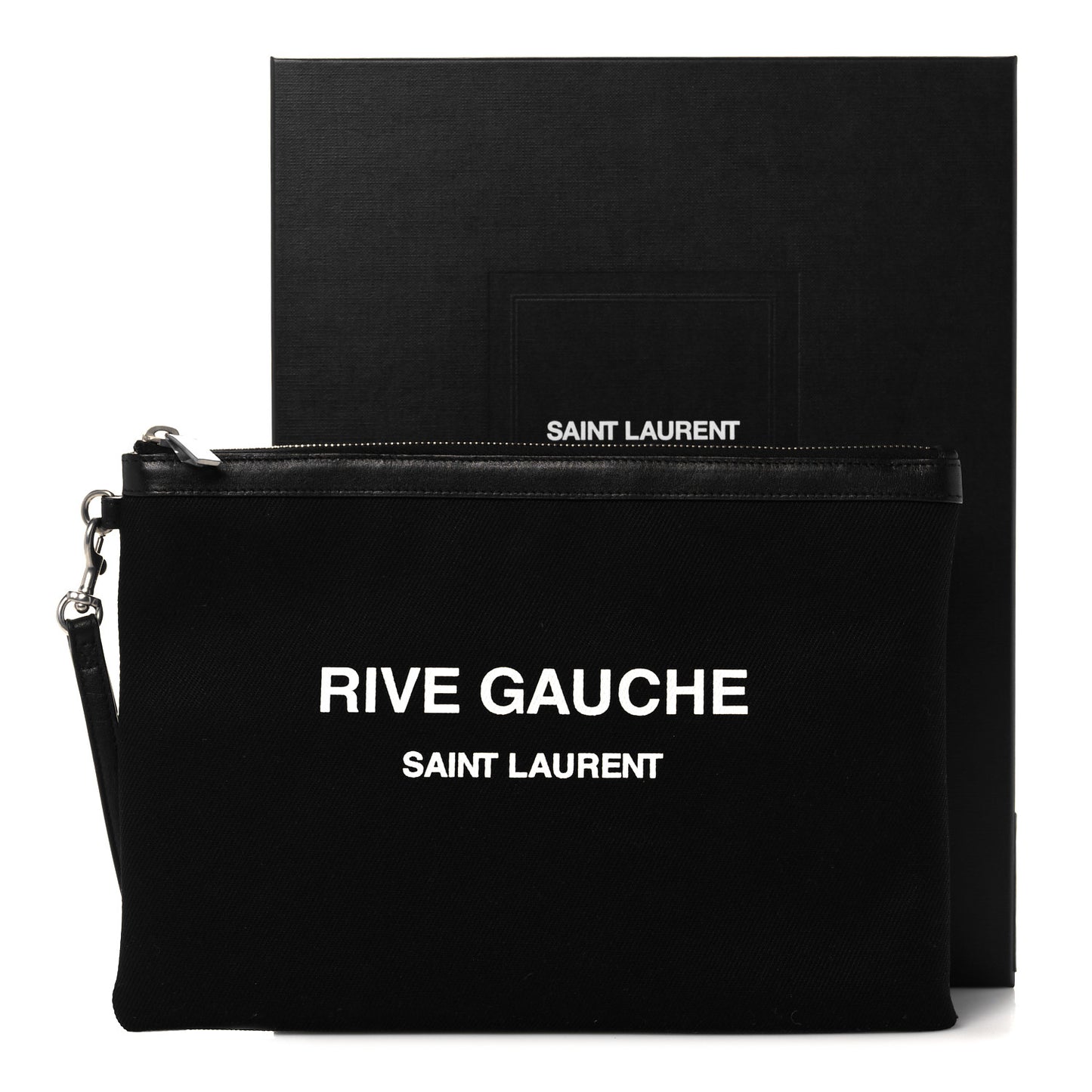 Linen Canvas Rive Gouche Zipped Pouch Black