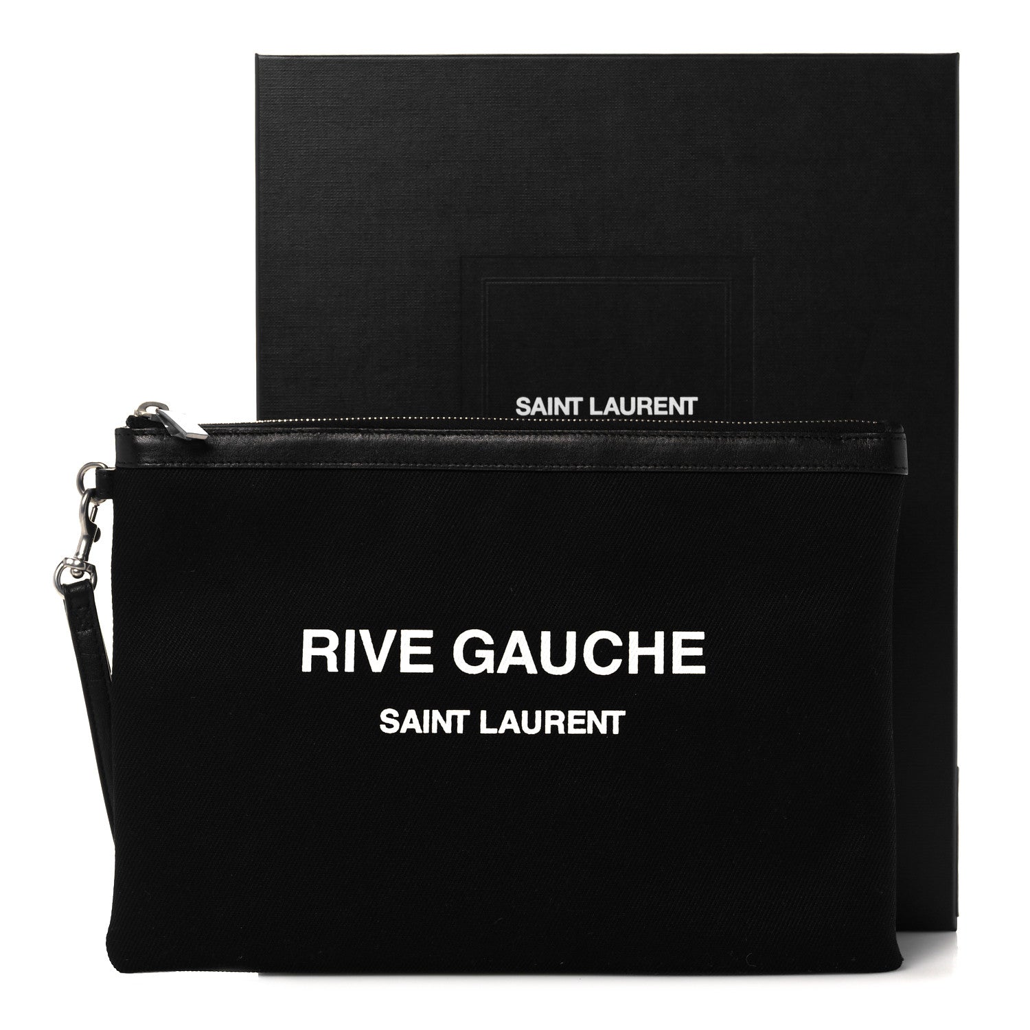 Saint Laurent Linen Canvas Rive Gouche Zipped Pouch Black 11 of 11