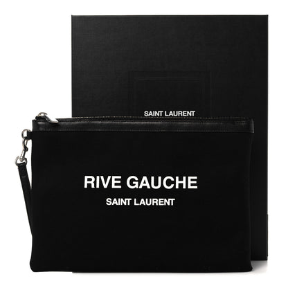 Saint Laurent Linen Canvas Rive Gouche Zipped Pouch Black 11 of 11